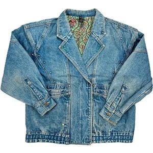 ❗️VINTAGE❗️70’s Print Pocketed Denim Jacket